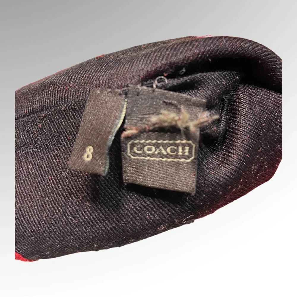 COACH RED Suede Gloves Silk Lined Size 8